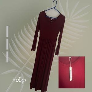 Medium wine colored long sleeve/ankle length dress